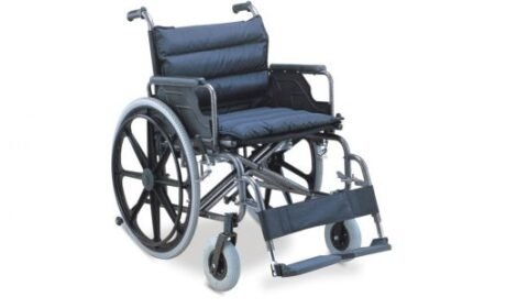 Adult folding wheelchair. Wheelchair - Steel / Nylon / Removable Arm & Footrests - basic model heavy duty