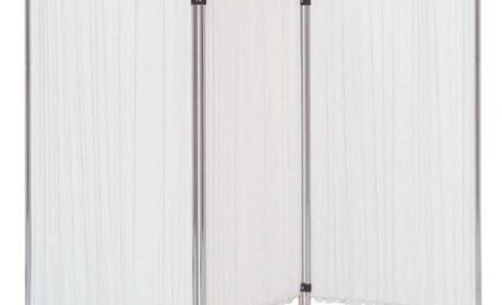 Mobile bed screen 3 fold with curtains